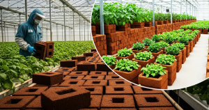 Coco peat bricks for greenhouse cultivation
